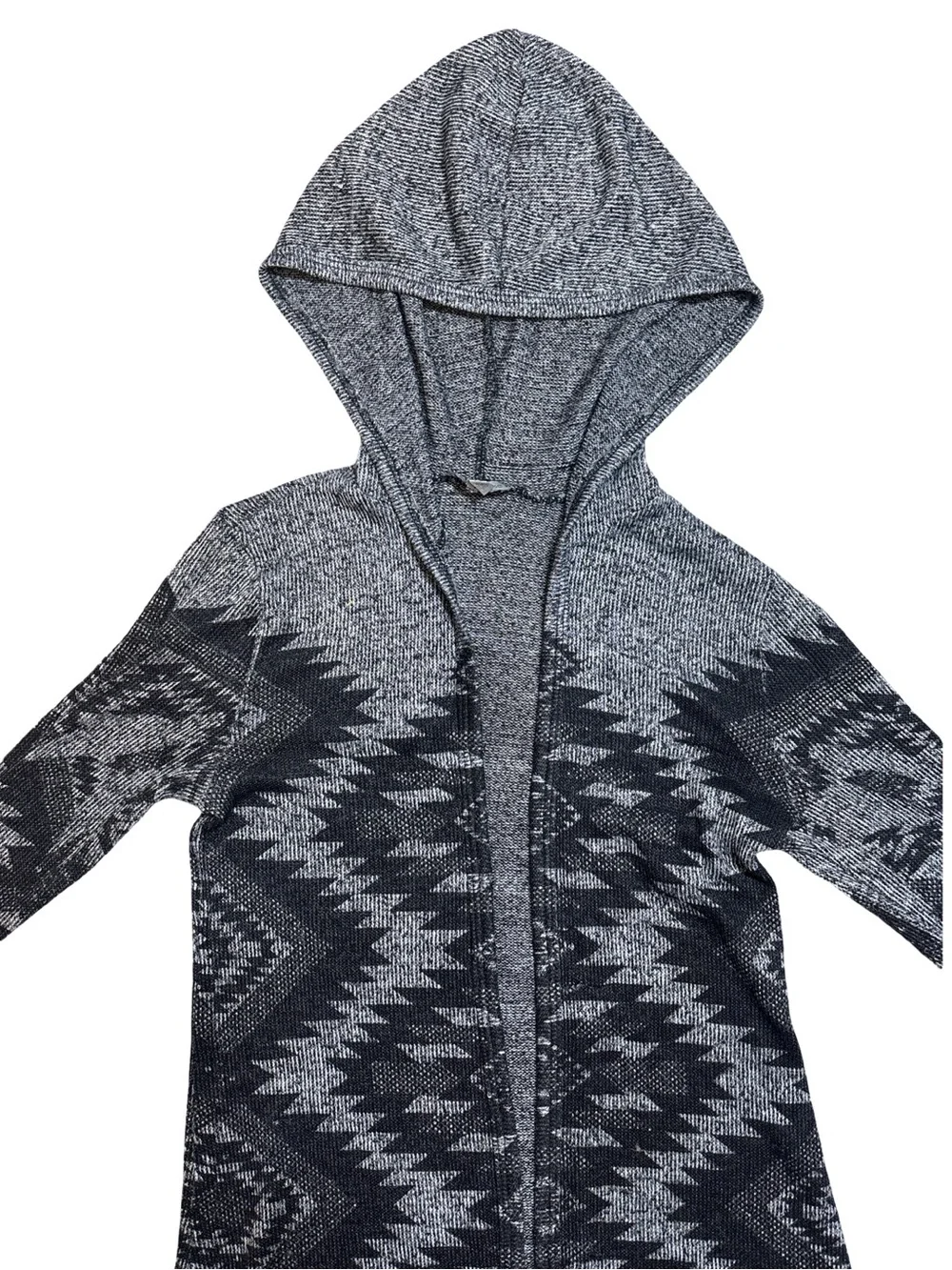 Aztec Southwestern Hooded Open Front Cardigan Sweater